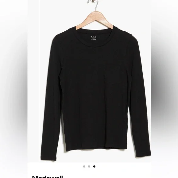 MADEWELL Long Sleeve Black Crewneck Cotton Tee Shirt size Small - Picture 3 of 7